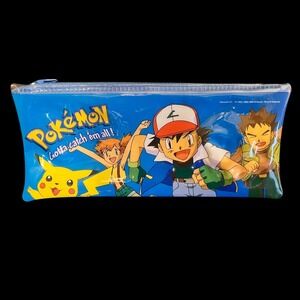 Pokemon Nintendo VTG 1998 Zippered Pencil Pouch Ash Brock Misty Pikachu Plymouth